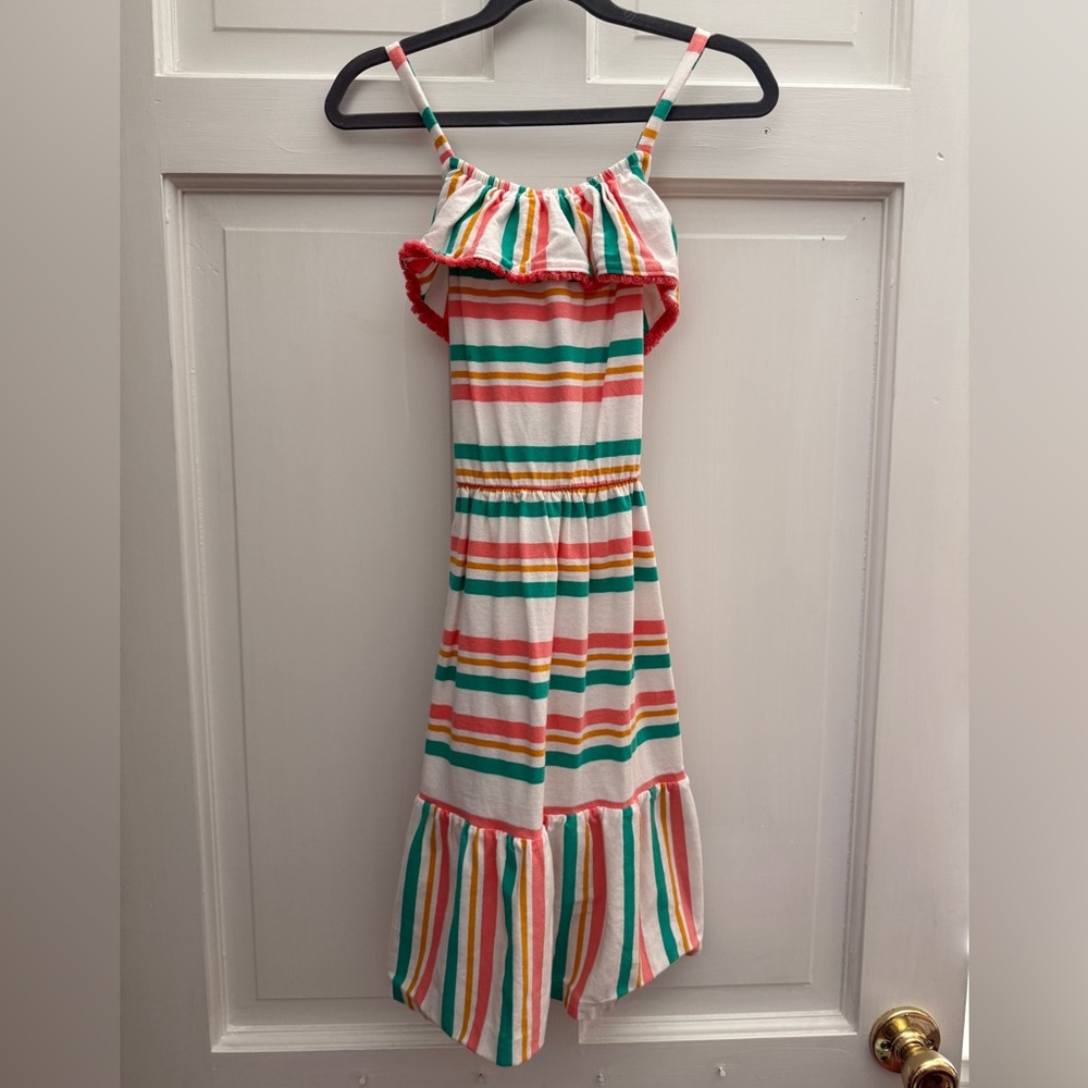 Kids White, Pink, Green Tea Collection Strappy Dress, Size 6.